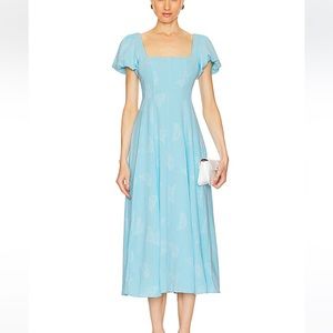 Show Me Your Mumu Mia Midi Dress Blue Clip Butterfly